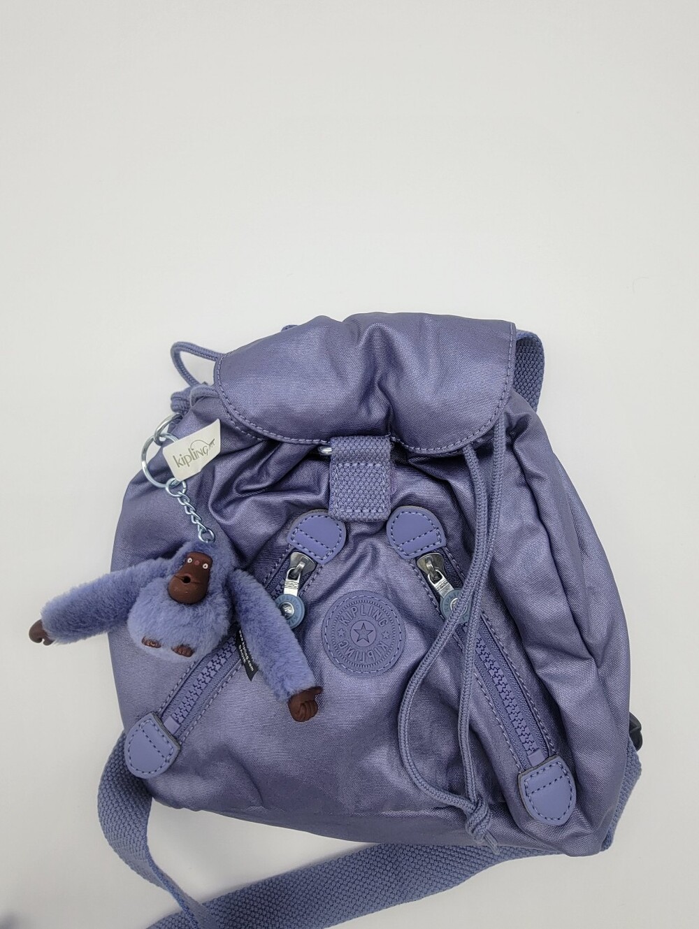 Kipling Kids Lilac Mini Drawstring Backpack with Monkey Charm